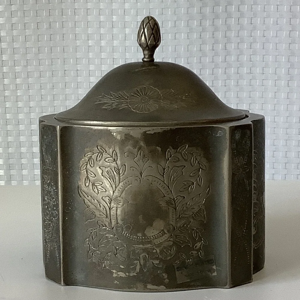 Vintage Godinger Silver Plated Jewlery Box Oval Trinket Box w/ Lid Velvet Lined